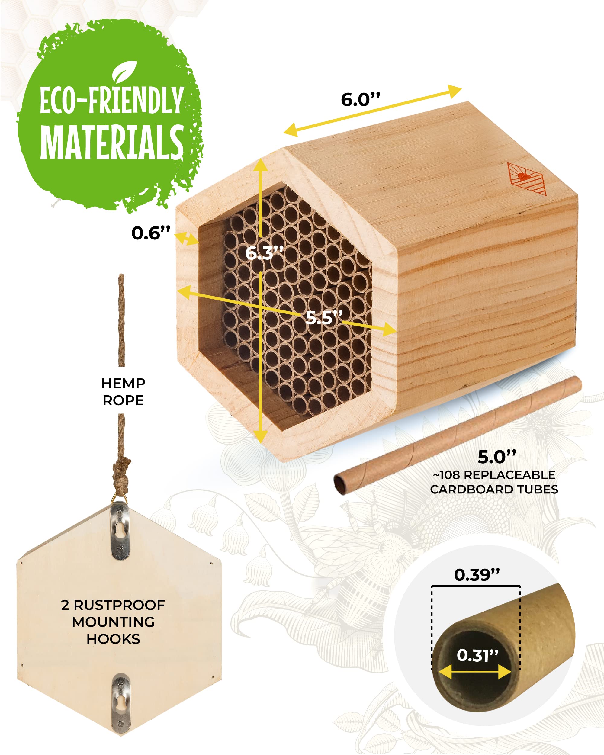 Amazon.co.jp: Mason Bee House ハチの巣 屋外で受粉するハチの